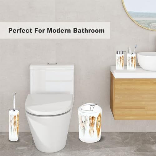 6 Piece bathroom accessory set with funny animal theme