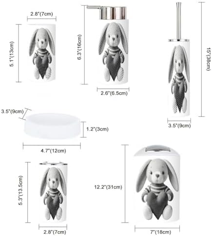 Cute Bunny Design Retro Bath Set 6 Piece