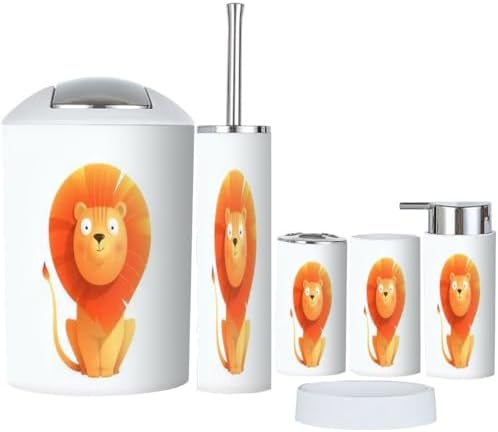 Cute Baby Lion Bathroom Accessory Set 6 Piece