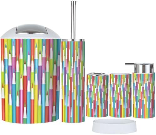Rainbow Sequential Pattern bathroom accessesory set for kids