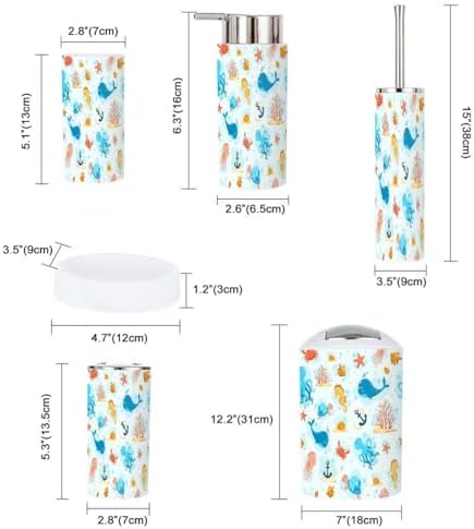 Ocean Life 6 Pcs Bathroom Accessories Set