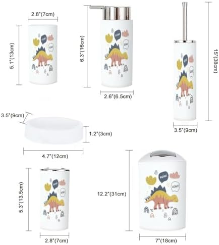 Dinosaur-themed 6-piece Bathroom Accessory Set