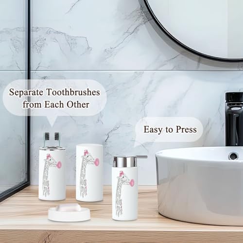 JBNJANKDAV Hand Drawn Giraffe Bathroom Accessories Set