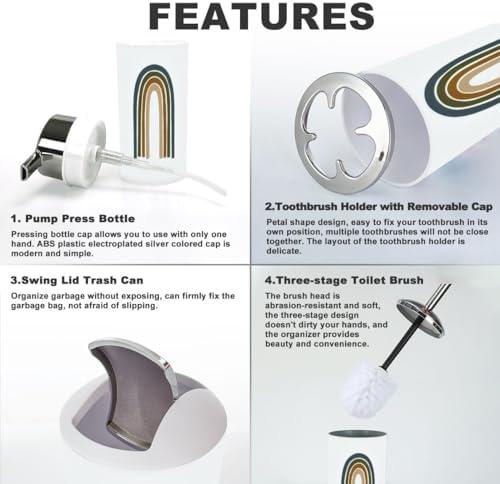 Rainbow Bathroom Accessory Set 6 Piece