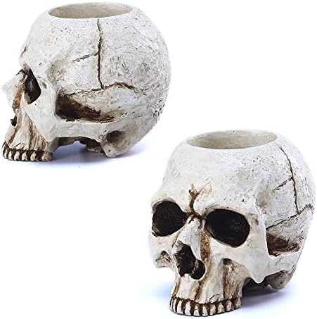 BENEKIY Retro Skull Candle Holder Handmade