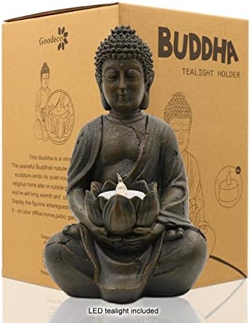 Meditation Buddha Figurine with LED Tea Lights