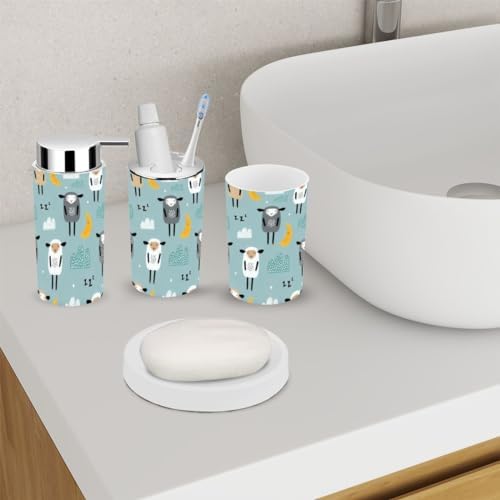 Cute Sheep Moon Clouds 6 Piece Bathroom Accessory Set