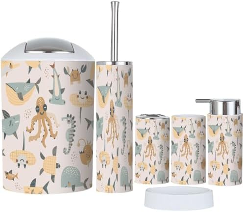 Bathroom Accessories 6-Piece Seashorse Set