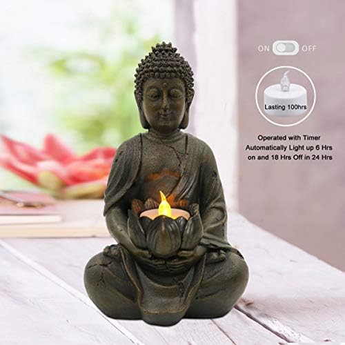 Meditation Buddha Figurine with LED Tea Lights