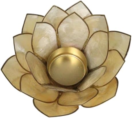 Ebros Hand Crafted Capiz Seashell Lotus Votive Candle Holder