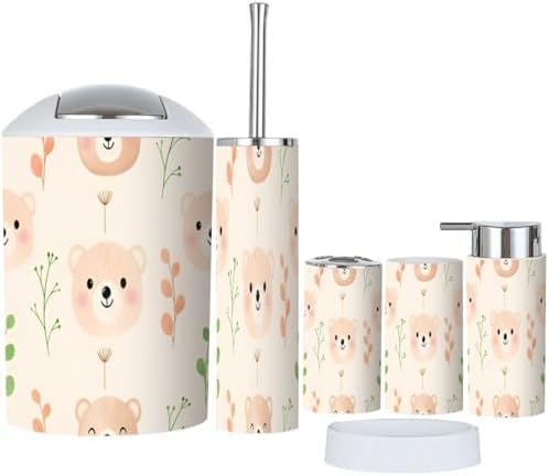 Cute Bears Bathroom Accessory Set 6 Piece