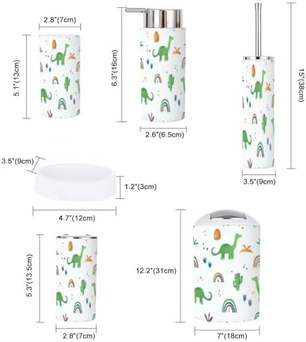 Bathroom Accessories Set Dinosaur Themed - Sealed Design Eco-Friendly