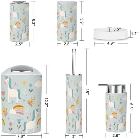 6-Piece Bathroom Accessories Set - Cute Flower Design for Modern Bathrooms