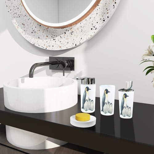 Boho Penguins Bathroom Accessory Set 6 Piece