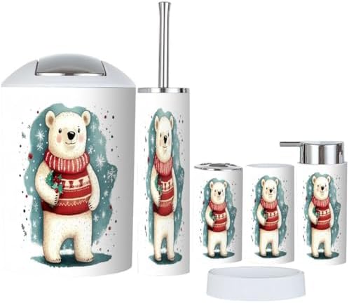 Stylish Eco-Friendly Bathroom Set Bear and Christmas Motif