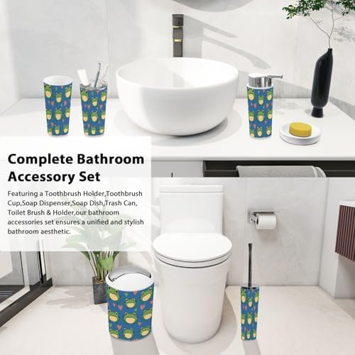 Bathroom 6-Piece Boho Cartoon Frog Accessory Set