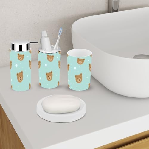 Cute Teddy Bear Bathroom Accessories Set