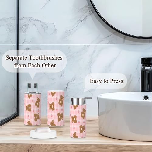6-Piece Kawaii Bathroom Set Pink