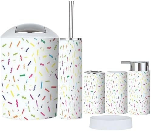 Candy Pattern Bathroom Accessory Set 6 Piece