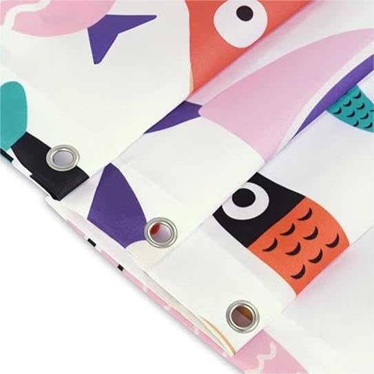 RosieLily Fish Shower Curtain Set with 12 Hooks Waterproof Durable for Kids