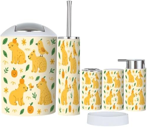 Boho Capybara Bathroom Accessory Set 6 Piece 1