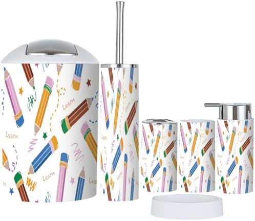 6-Piece Bathroom Set with Colorful Accessories