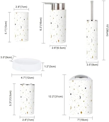 Stylish Star Moon Pattern 6-Piece Bathroom Sets Durable Functional Bathroom Accessories