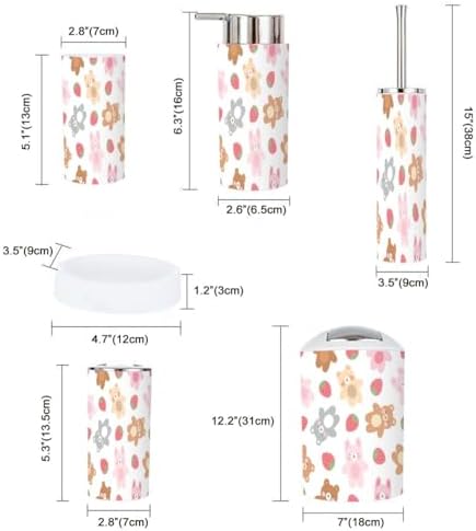 6-Piece Kawaii Teddy Bear Themes Bathroom Accessory Set