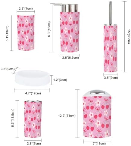 Cute Functional Bathroom Accessory Set - 6 Piece Preppy Storage Solution