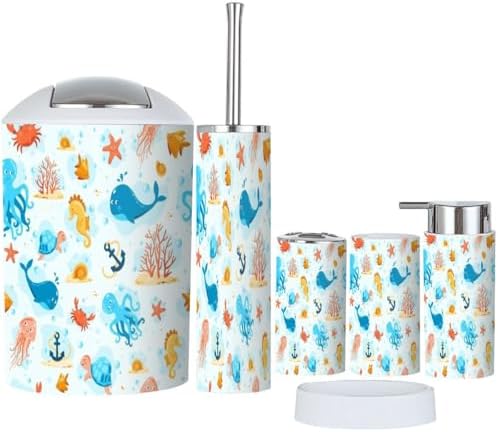 Ocean Life 6 Pcs Bathroom Accessories Set
