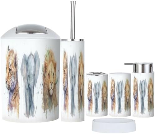 XNGJEMVWXO Elephant Lion Bathroom Accessory Set