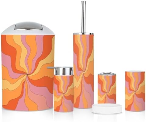 Hippie Boho Retro 6-Piece Bathroom Accessory Set