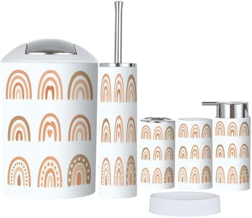 Bathroom Accessory Set 6-Piece Boho Style with Rainbow