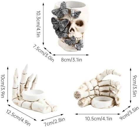 Festive Halloween Skeleton Tea Skull Pen Holders Katutude