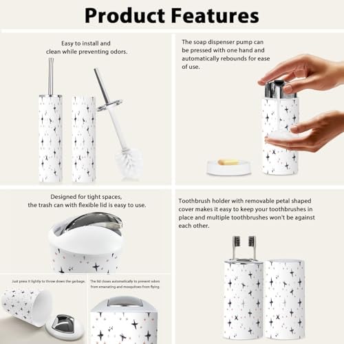 Stylish Boho Bathroom Accessory Set with 6 Pieces