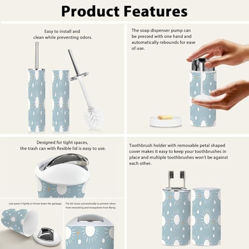 Bathroom Accessories Set 6-Piece Boho Summer