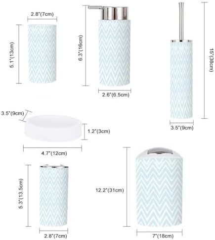 6 Piece Bathroom Accessory Set with Stripe Design