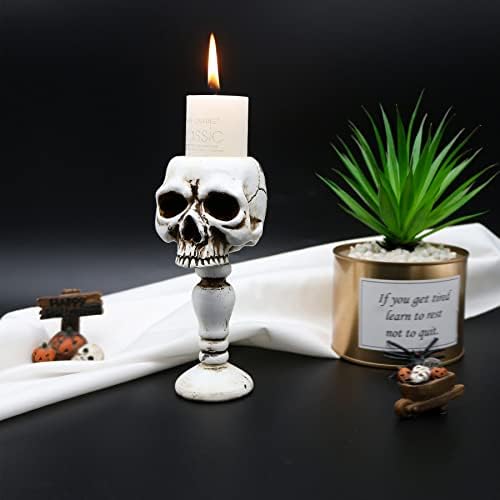 Skull Candle Holder - Gothic Tabletop Spooky Decor