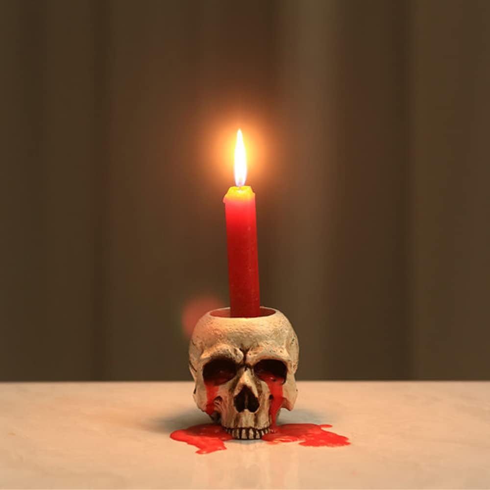 BENEKIY Retro Skull Candle Holder Handmade