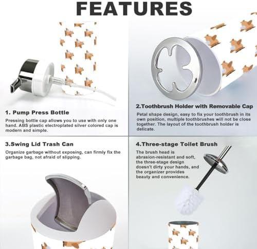 Bathroom Accessory Set 6-Piece Cartoon Airplane Design for Kids