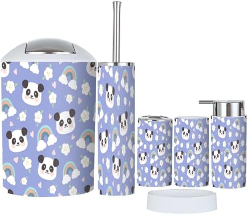 Stylish Kids Bathroom Set 6-Piece Kawaii Panda Bear Accessories