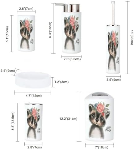 Cute Floral Bathroom Accessory Set 6 Piece