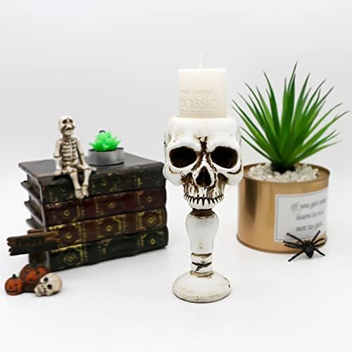 Skull Candle Holder - Gothic Tabletop Spooky Decor