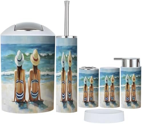 Boho Beach Decor Bathroom Accessory Set 6 Piece