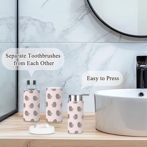 6-Piece Bathroom Accessories Set Hedgehog Design Pinkessential