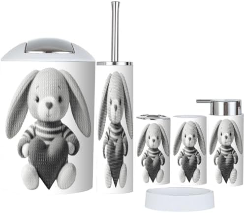 Cute Bunny Design Retro Bath Set 6 Piece