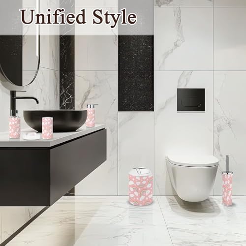 6-Piece Bathroom Set Cloud Rainbow Cartoon Pink Sky for Kids