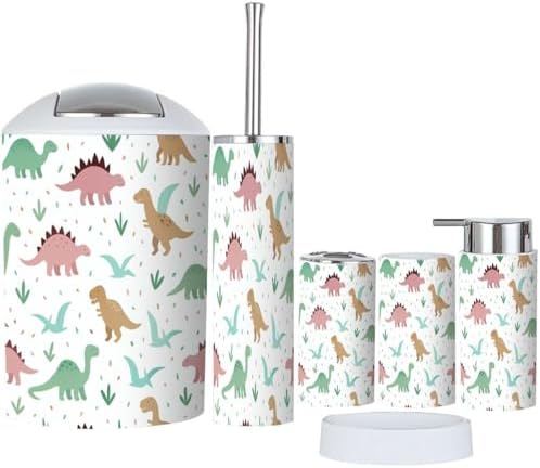 Bathroom Accessory Boho Dinosaurs Set 6 Piece