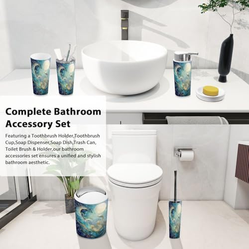 6-Piece Boho Kids Bathroom Accessory Set with Swirls