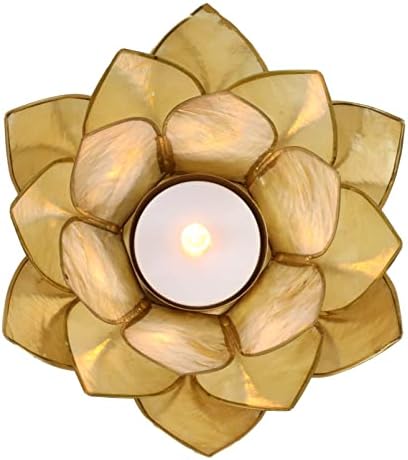 Ebros Hand Crafted Capiz Seashell Lotus Votive Candle Holder